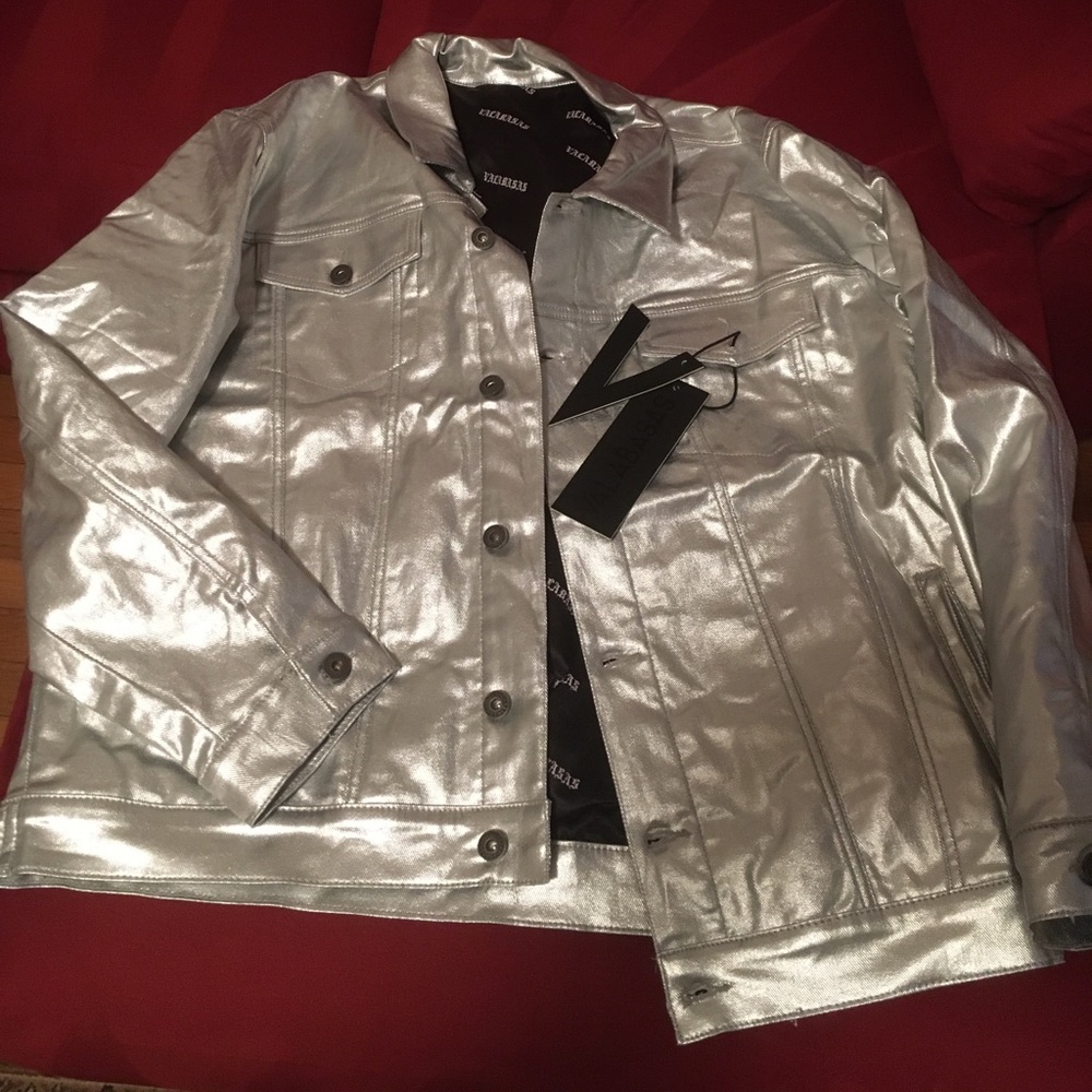 Valabasas silver waxed denim jacket. Size XL. Authentic and new. Sold out!!